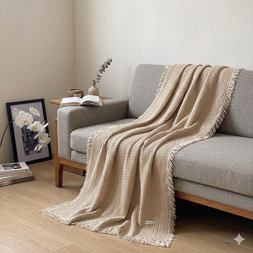 室歌复古流苏针织棉毯产品展示